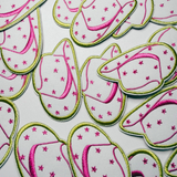 2.5" COWBOY HAT in White & Pink w stars - Embroidered Hat Patch