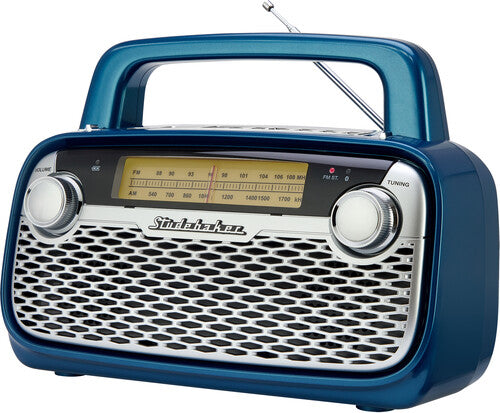 Studebaker Sb2006Bl Bt Am/Fm Portable Radio Blue - Studebaker SB2006BL Bluetooth AM/FM Portable Radio Rechargeable (Blue)