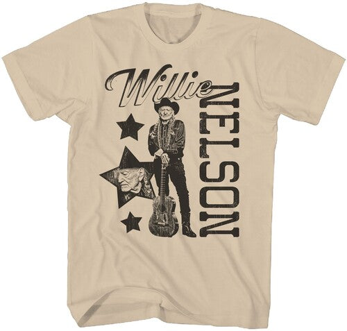 Willie Nelson - Photo Star Collage T-Shirt - Tan - Adult Shirt