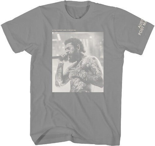 Post Malone - Singing Photo T-Shirt - Gray - Adult Shirt