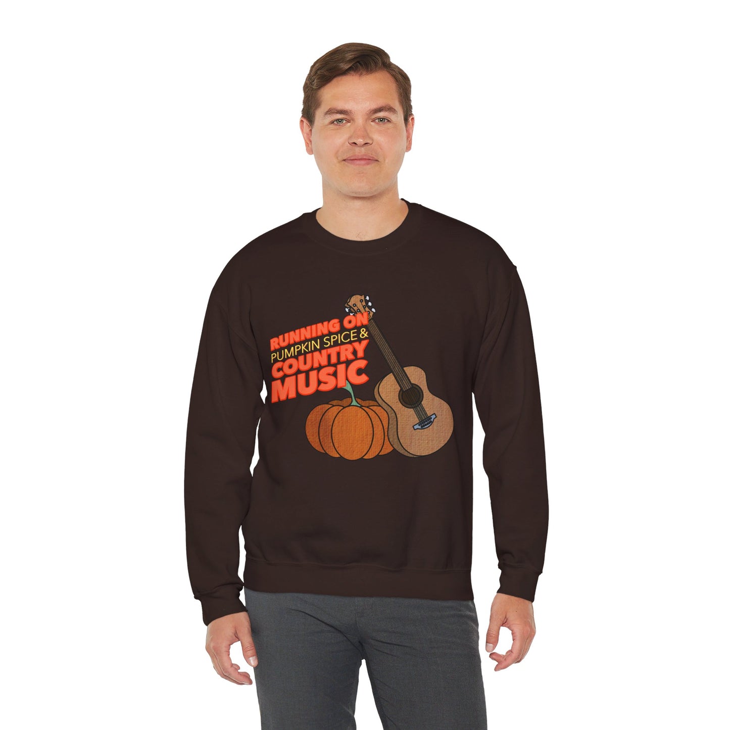 Running on Pumpkin Spice Country Music  Crewneck Sweatshirt