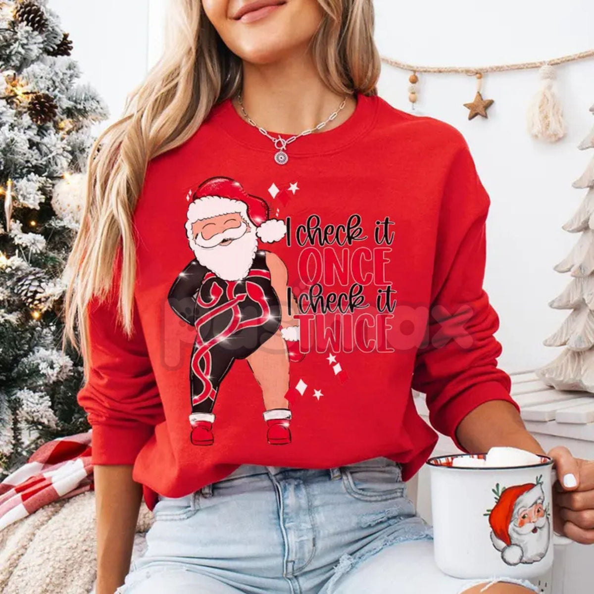 Santa I Check It Twice Era Inspired Unisex Sweatshirt | Funny Christmas Anxiety Jumper | Cozy Holiday Meme Crewneck Gift