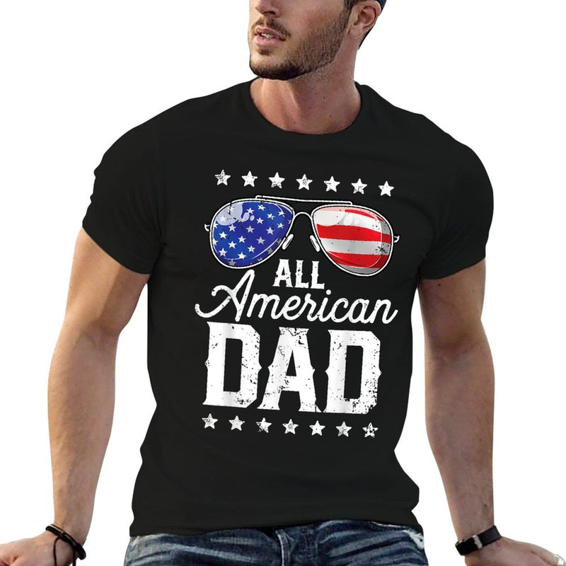 All American Dad 4th of July Father's Day Sunglasses Slim Fit Tee