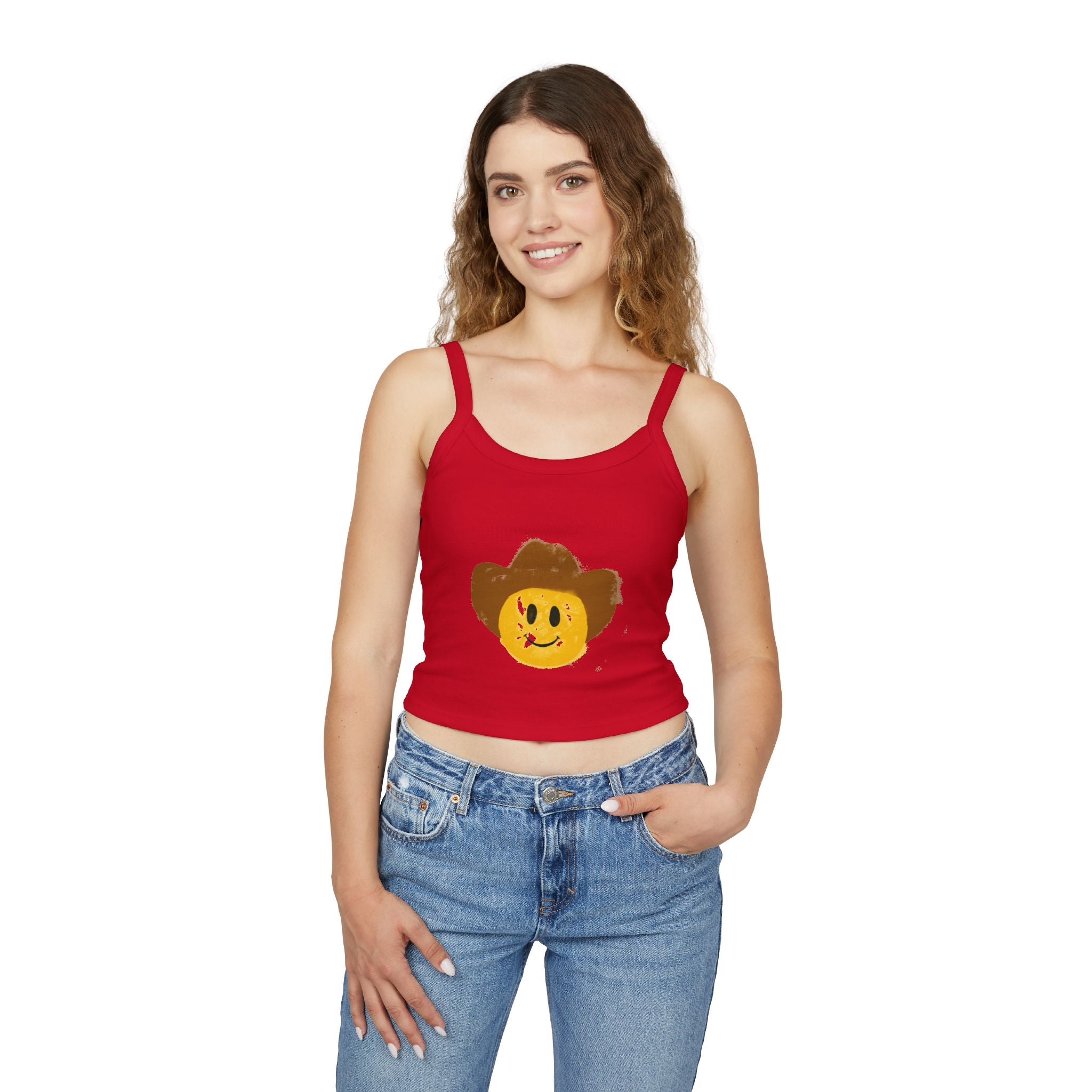 Cowboy Smiley Spaghetti Strap Tank Top