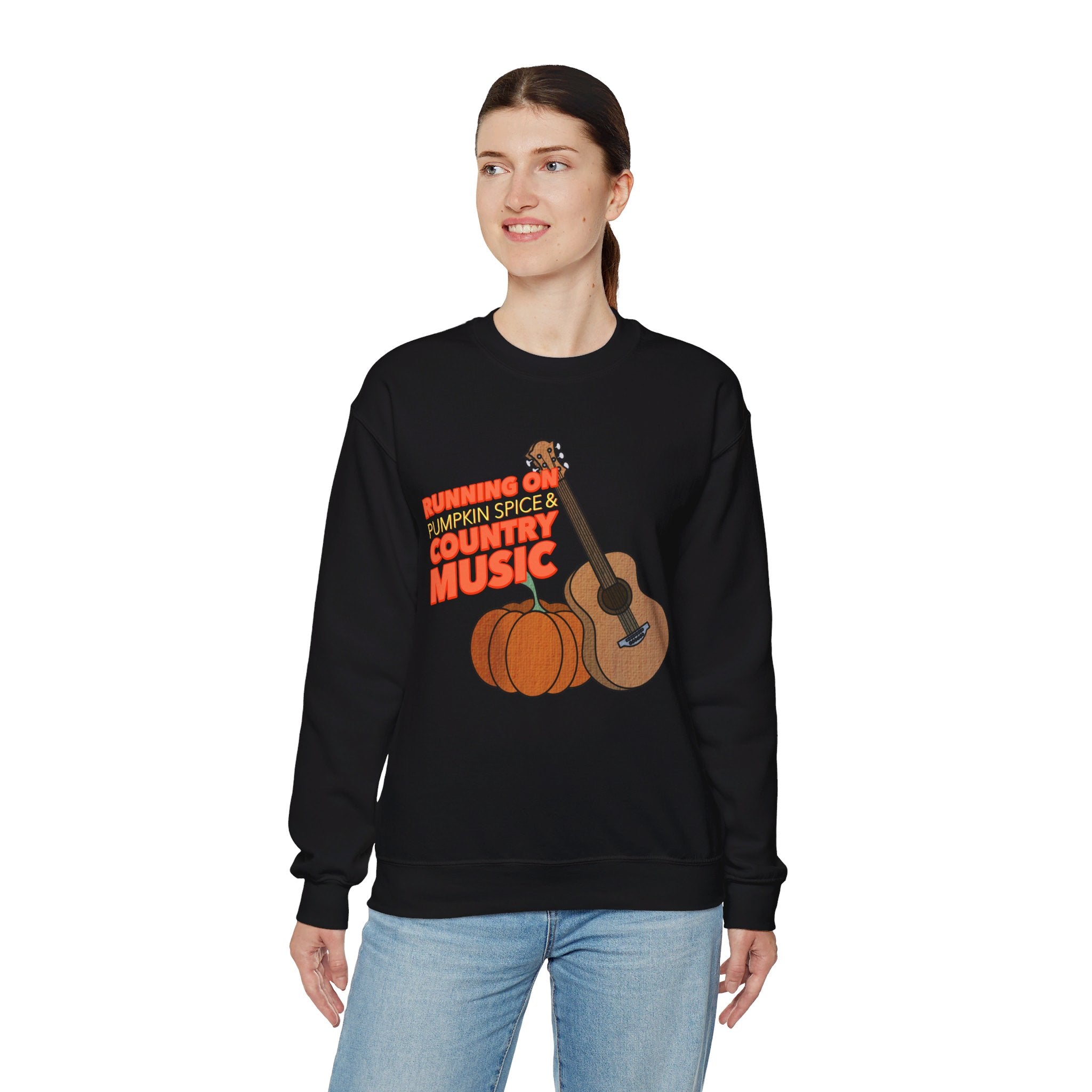 Running on Pumpkin Spice Country Music  Crewneck Sweatshirt