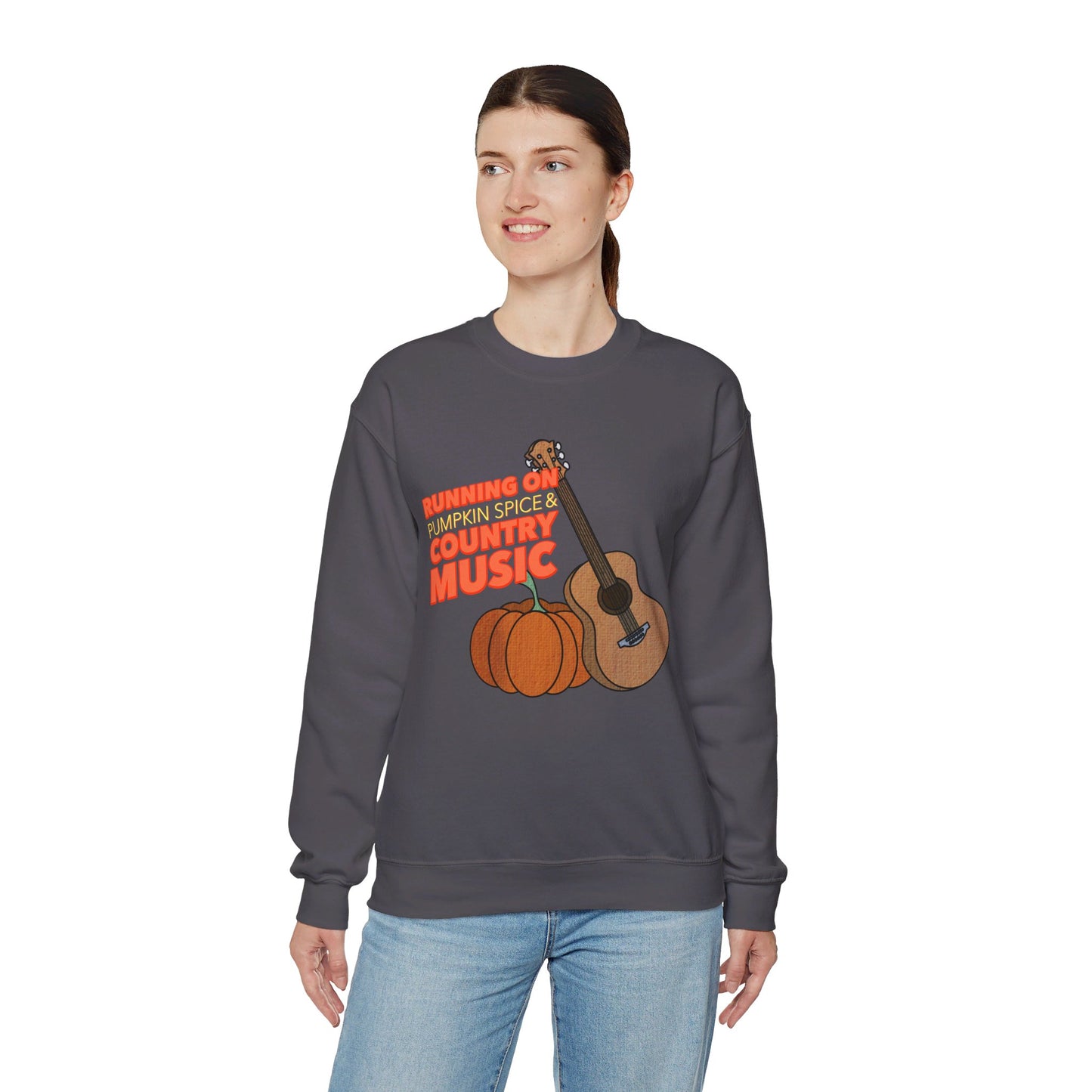 Running on Pumpkin Spice Country Music  Crewneck Sweatshirt