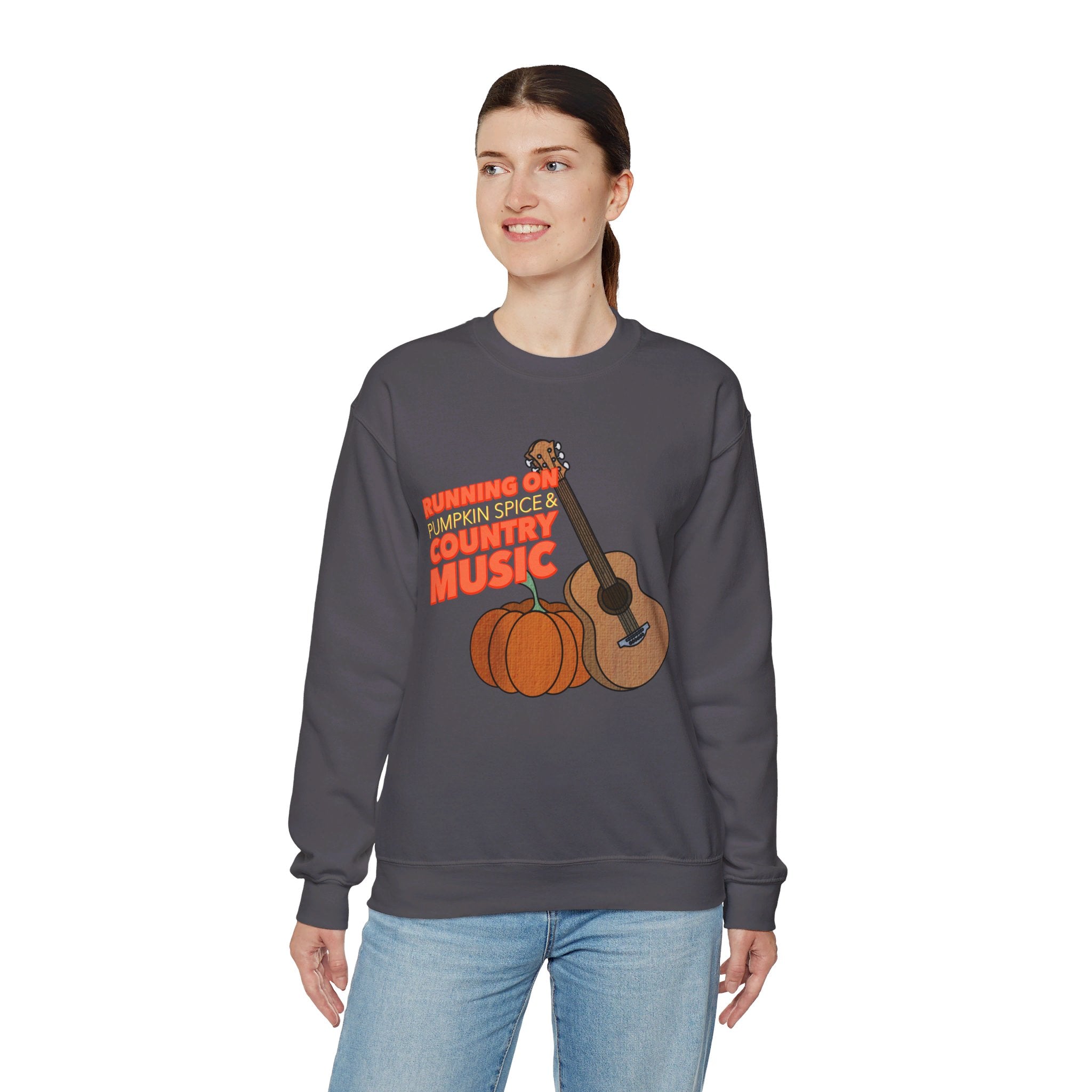 Running on Pumpkin Spice Country Music  Crewneck Sweatshirt