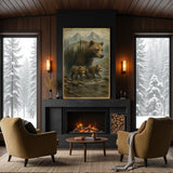 Mother Bear and Cubs Crossing Double Exposure Wall Art