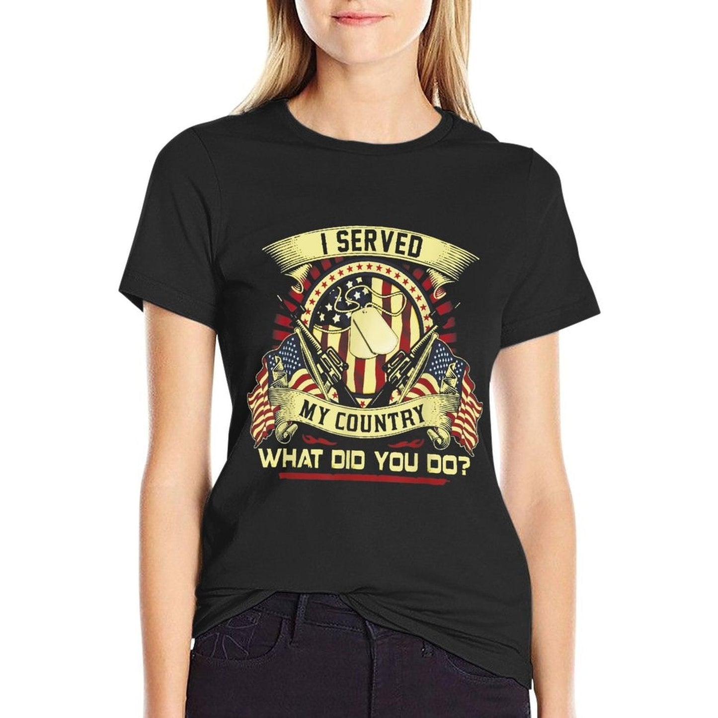 I Served My Country What Did You Do Veteran Ribbed Collar Tee