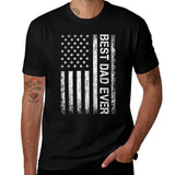 Best Dad Ever American Flag Father's Day Ribbed Collar T-Shirt