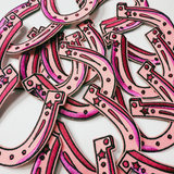 3" Horse Shoe in PINK - Embroidered Hat Patch
