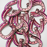 3" Horse Shoe in PINK - Embroidered Hat Patch