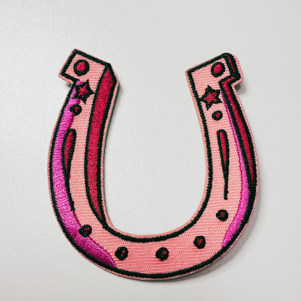 3" Horse Shoe in PINK - Embroidered Hat Patch