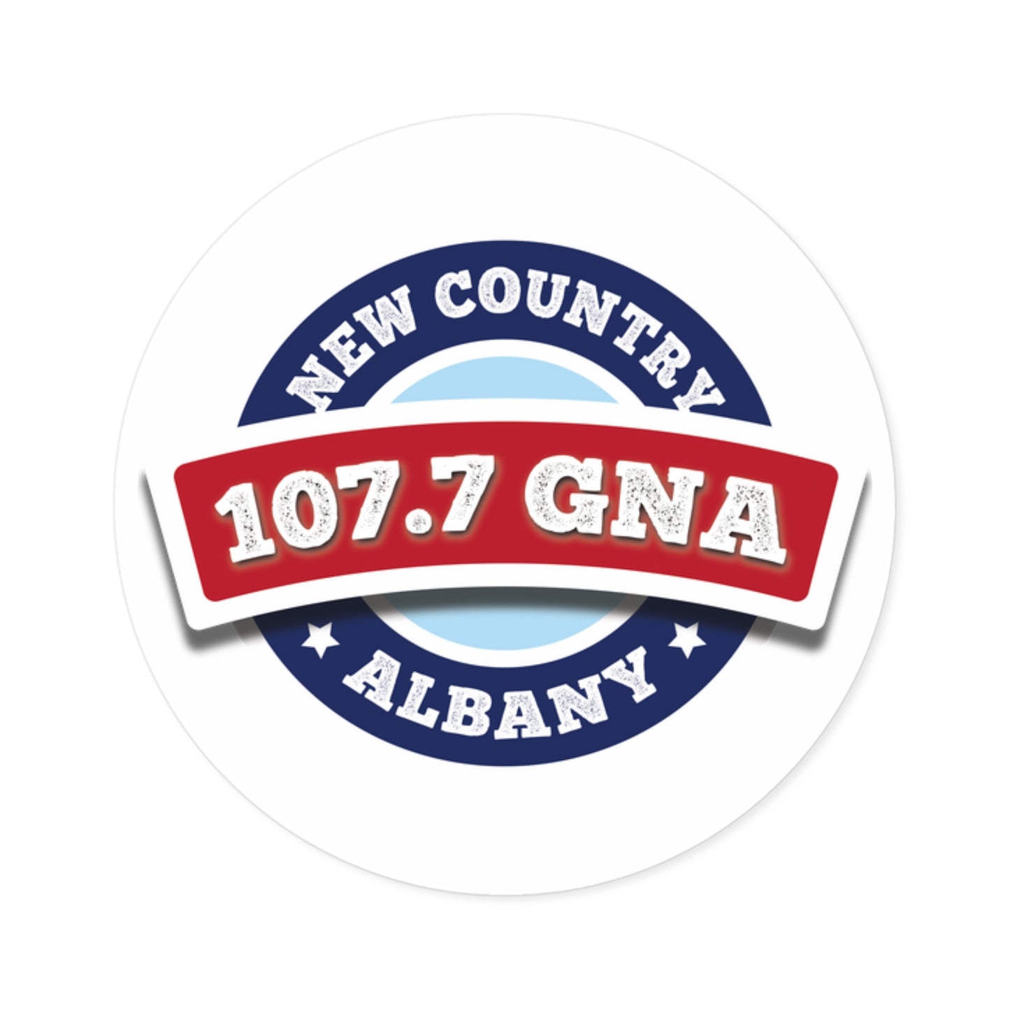 107.7 GNA New Country Round Stickers, Indoor\Outdoor