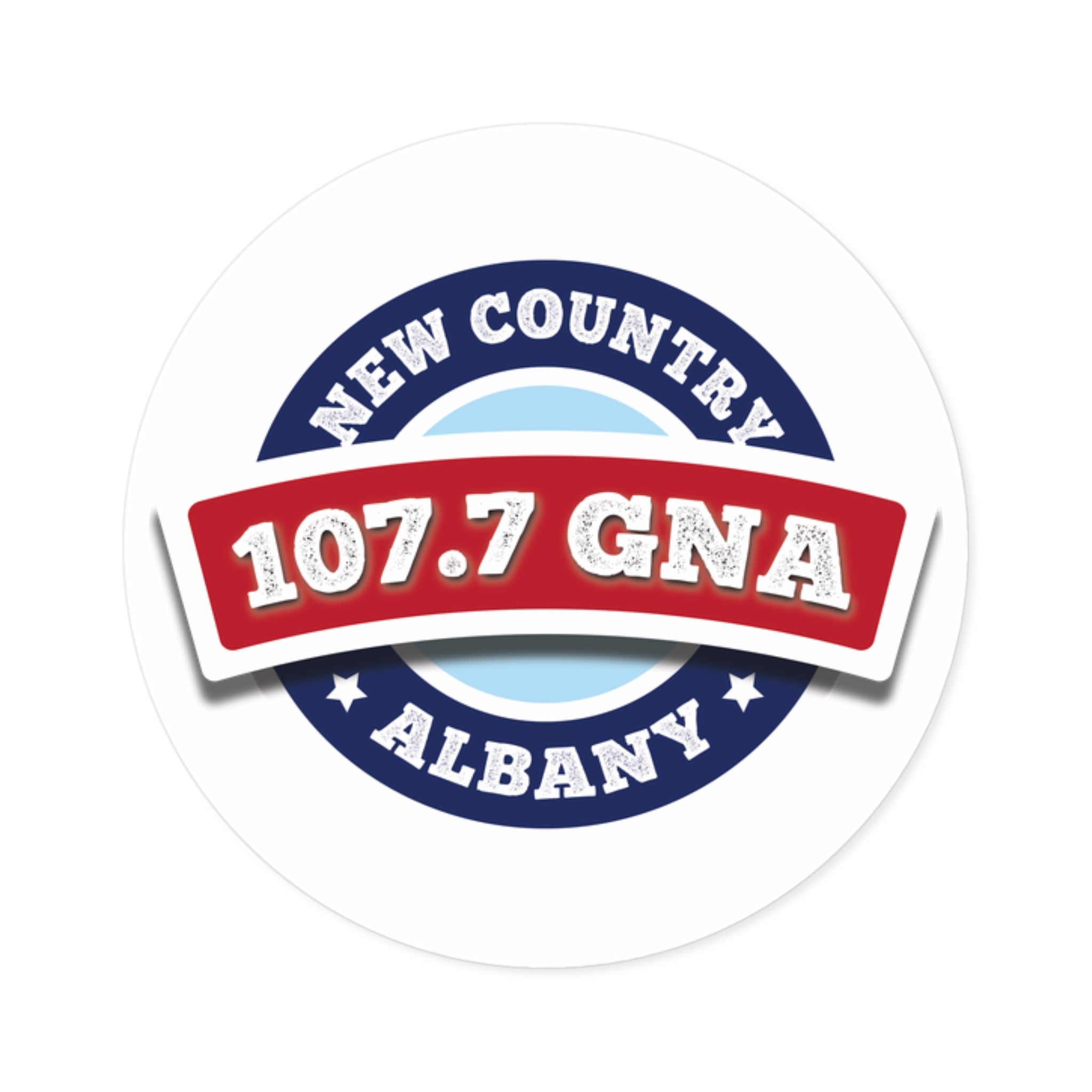 107.7 GNA New Country Round Stickers, Indoor\Outdoor