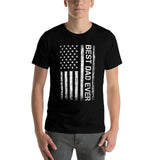 Best Dad Ever American Flag Father's Day Ribbed Collar T-Shirt