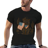 Western Country Patriotic Cowboy Cat Lover 4th of July Tee