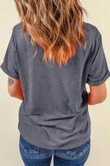 Gray Sunflower Cowgirl Boots Print Western Fashion T Shirt