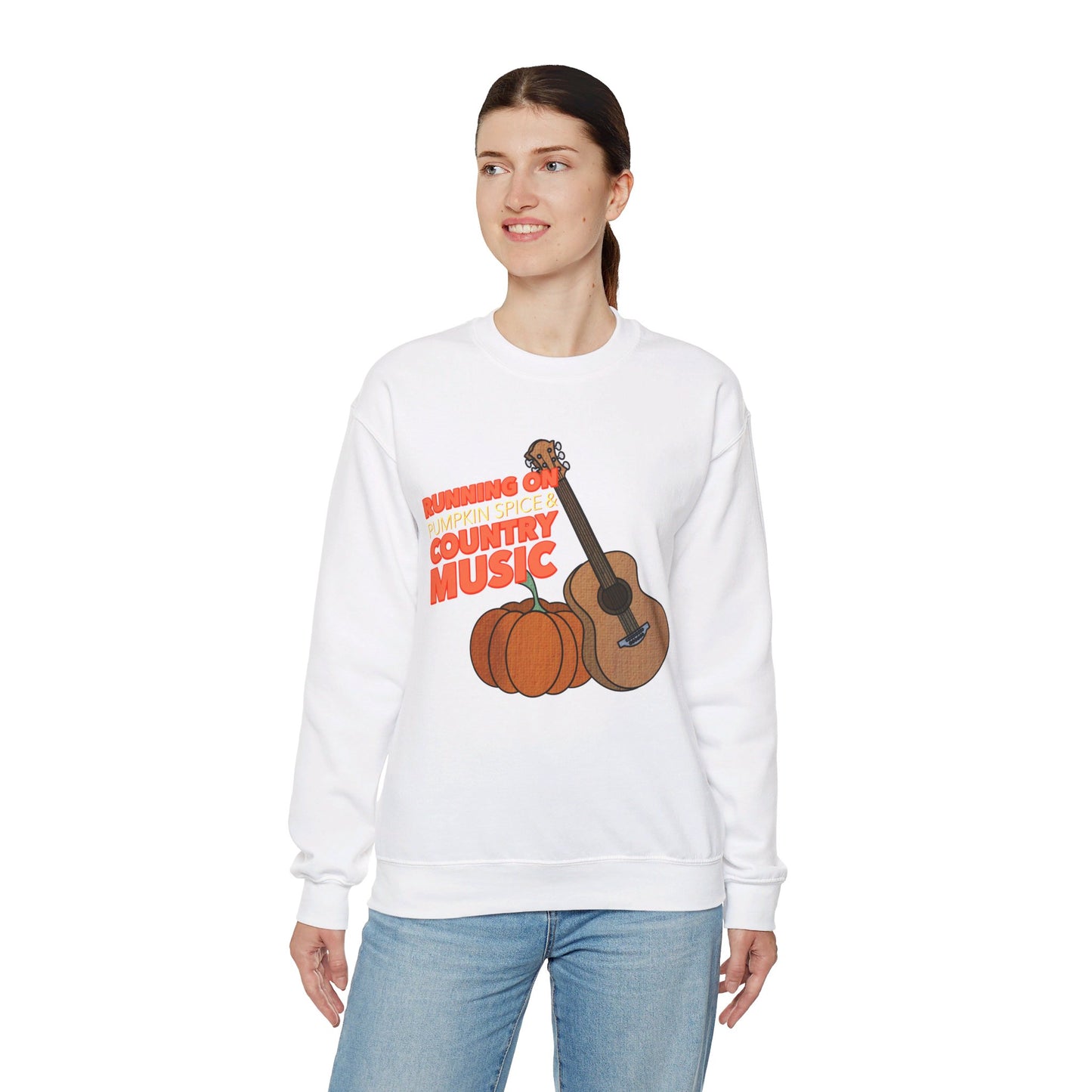 Running on Pumpkin Spice Country Music  Crewneck Sweatshirt