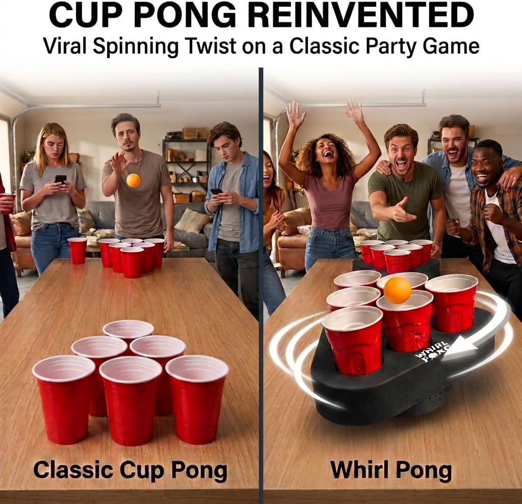 Whirl Pong™ - The Spinning Cup Pong Game (Set of 2)