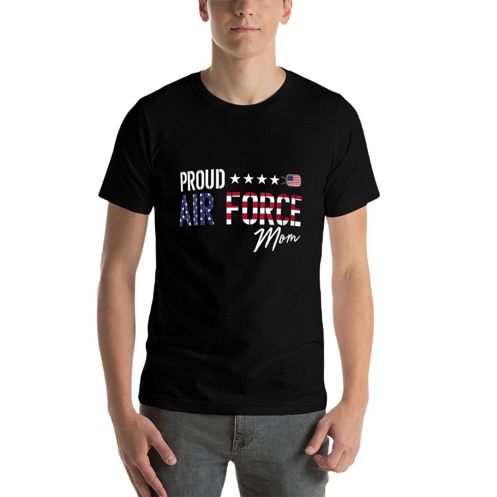US Proud Air Force Mom Trendy Pattern T-Shirt – 180GSM Cotton