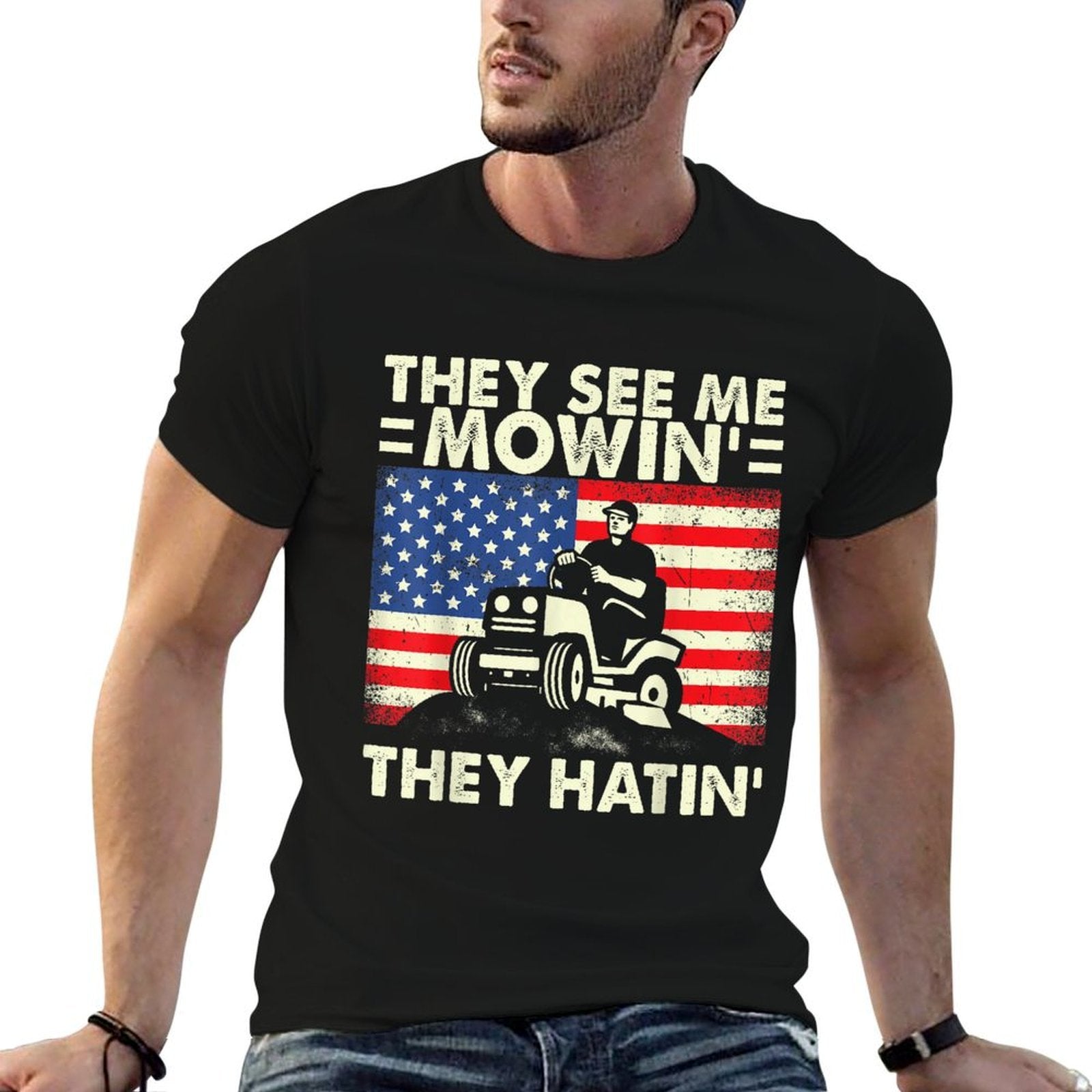 See Me Mowing They Hatin Funny Lawn Dad Heathered Tee