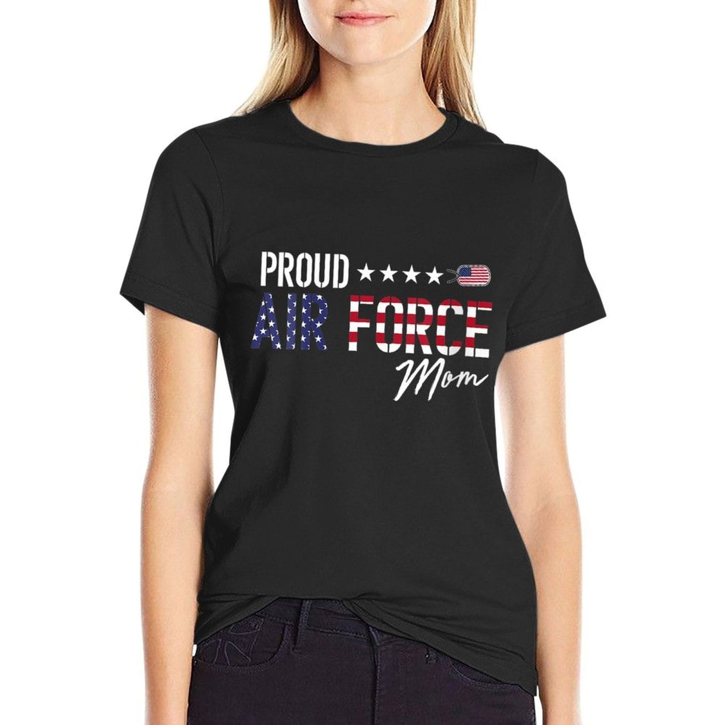 US Proud Air Force Mom Trendy Pattern T-Shirt – 180GSM Cotton