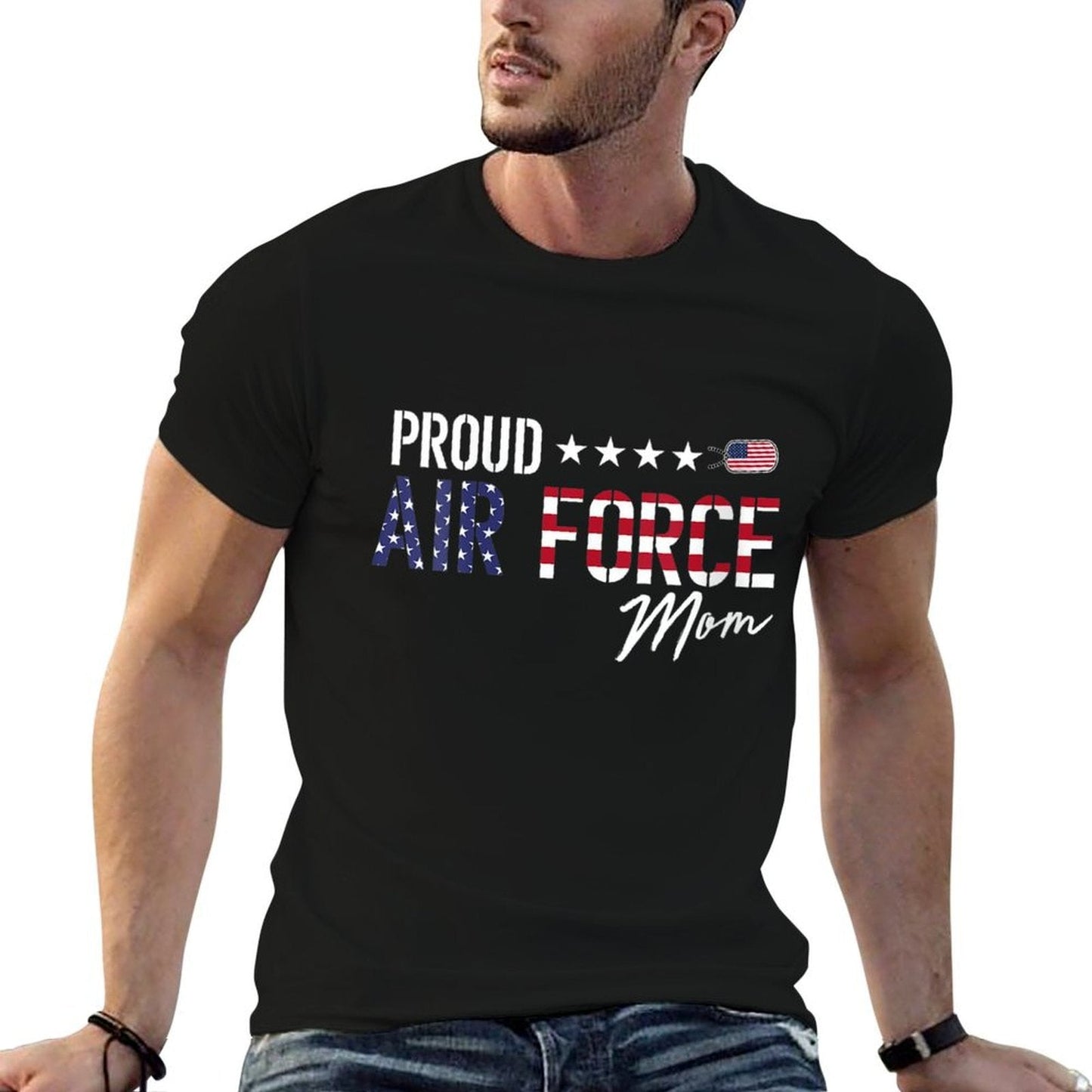 US Proud Air Force Mom Trendy Pattern T-Shirt – 180GSM Cotton