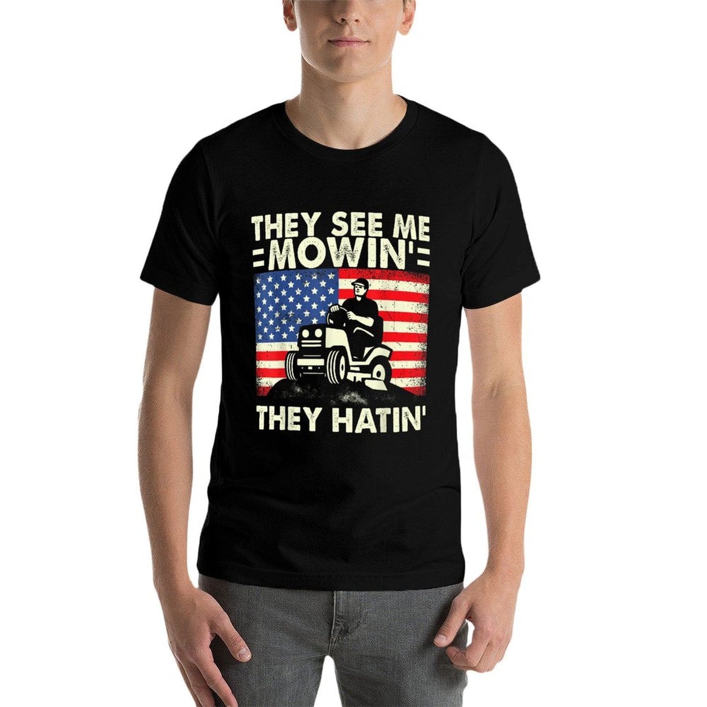 See Me Mowing They Hatin Funny Lawn Dad Heathered Tee