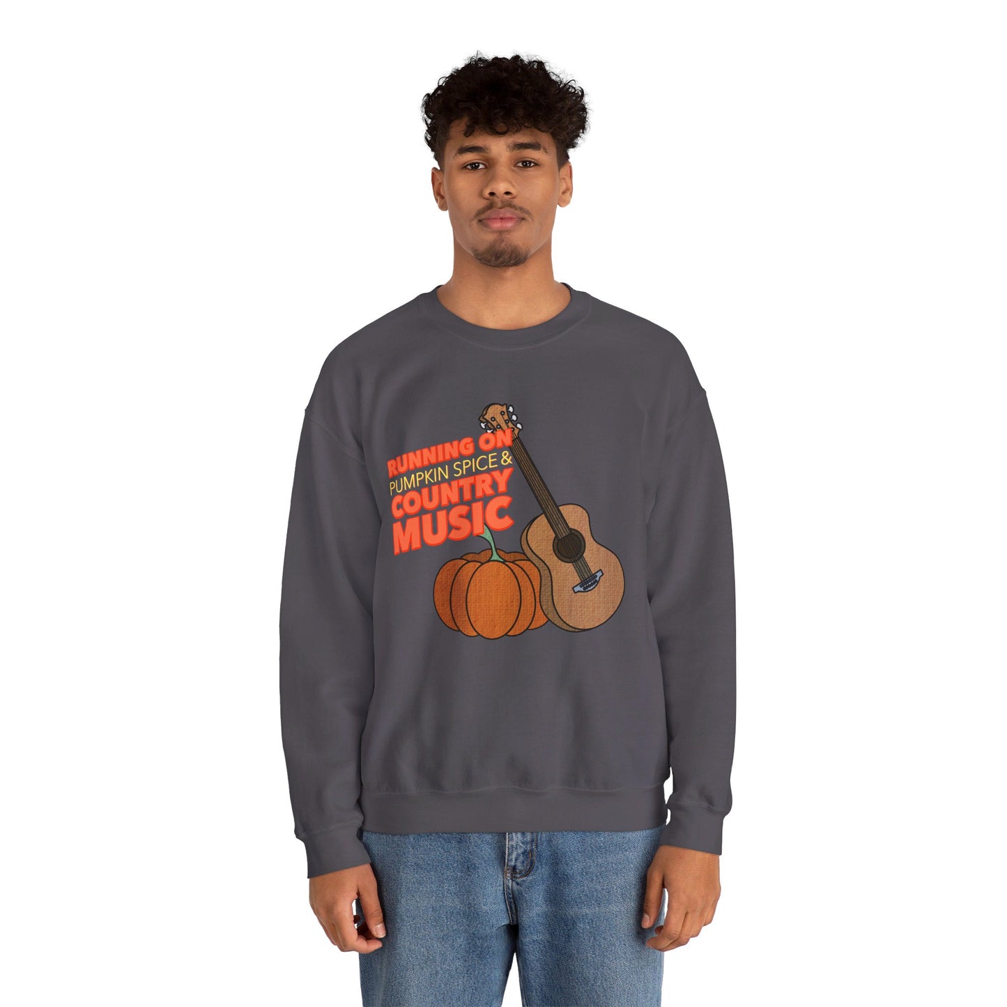 Running on Pumpkin Spice Country Music  Crewneck Sweatshirt