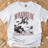 Wranglin’ Feral Children T-Shirt | Funny Western Mom Shirt | Country Mama Tee | Parenting Humor Graphic Tee | Chaos Coordinator Shirt