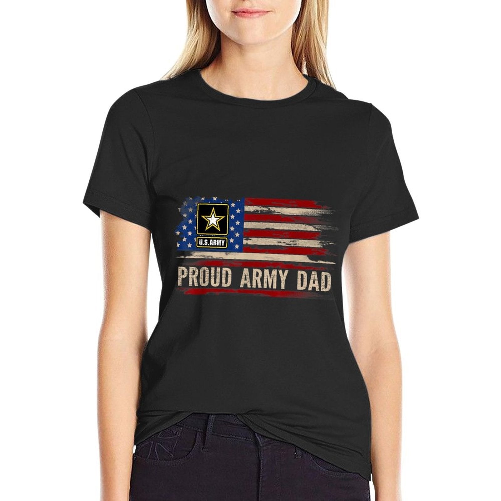 Vintage Proud Army Dad American Veteran Gift Summer Tee
