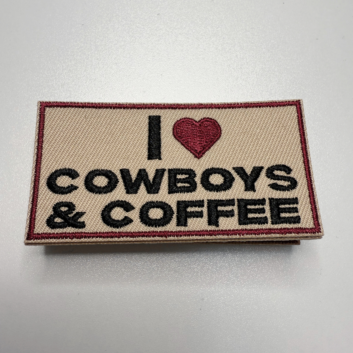 3" I Heart Cowboys & COFFEE - Embroidered Hat Patch