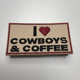 3" I Heart Cowboys & COFFEE - Embroidered Hat Patch