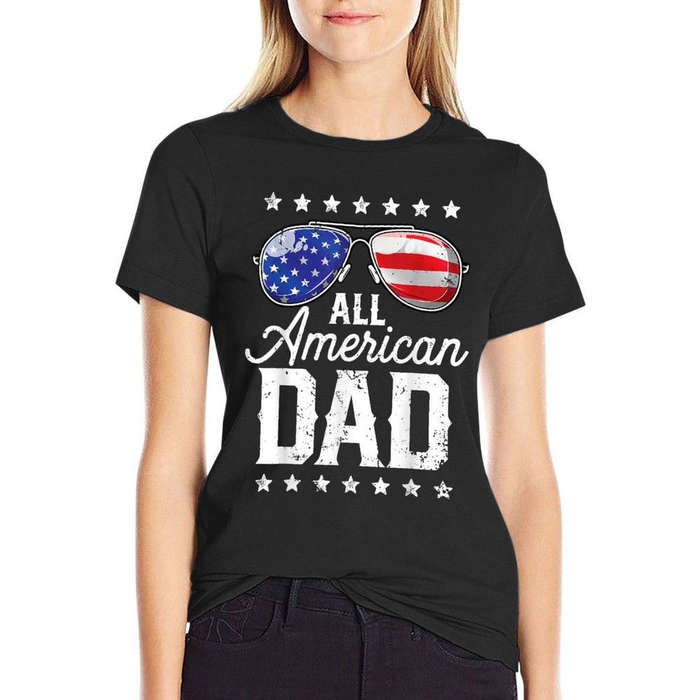 All American Dad 4th of July Father's Day Sunglasses Slim Fit Tee