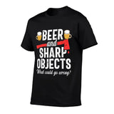 Axe Throwing Dad Funny Beer Hatchet Lumberjack Hobby Tee