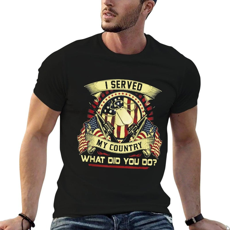 I Served My Country What Did You Do Veteran Ribbed Collar Tee
