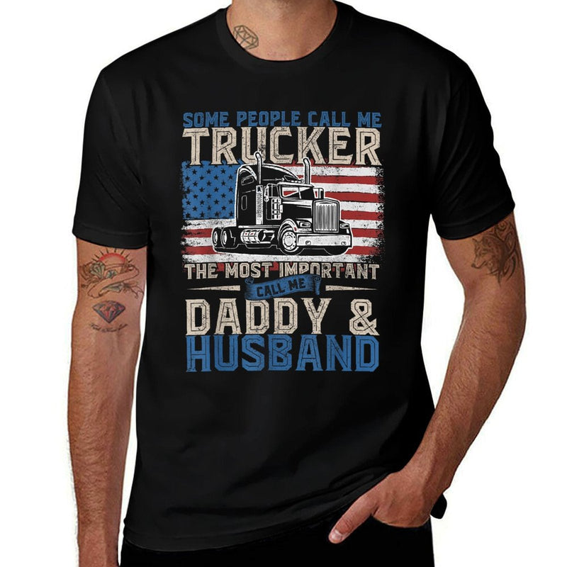 Semi Truck Driver Trucker Daddy American Quick-Dry T-Shirt