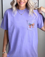 American Flag USA Ribbon Comfort Colors Pocket Tee – Patriotic