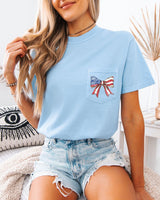 American Flag USA Ribbon Comfort Colors Pocket Tee – Patriotic