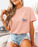 American Flag USA Ribbon Comfort Colors Pocket Tee – Patriotic
