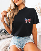 American Flag USA Ribbon Comfort Colors Pocket Tee – Patriotic