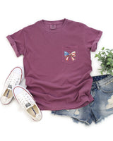 American Flag USA Ribbon Comfort Colors Pocket Tee – Patriotic