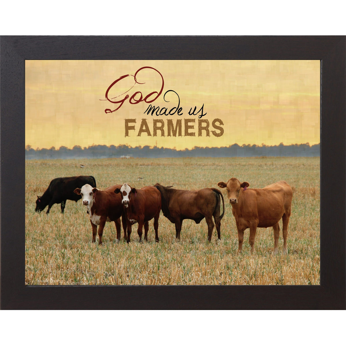 God Made Us Farmers Wall Art – Cattle Golden Field Sunset Farmhouse Landscape Decor (SSW9938)