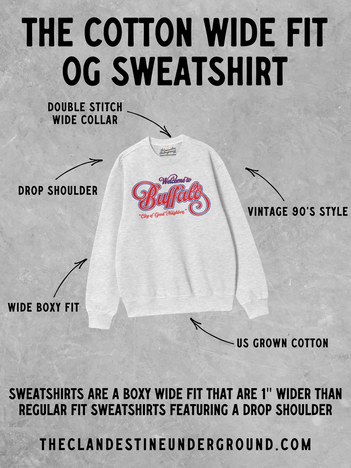 Underground Original Design: Meet Me at the Tailgate! Boxy Cotton Sweatshirt