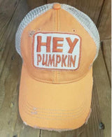 Hey Pumpkin Distressed Trucker Hat