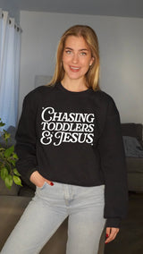 Chasing Toddlers and Jesus Slightly Cropped Sweatshirt – Faith Mom