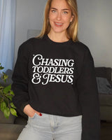 Chasing Toddlers and Jesus Slightly Cropped Sweatshirt – Faith Mom