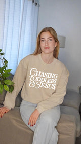Chasing Toddlers and Jesus Slightly Cropped Sweatshirt – Faith Mom