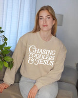 Chasing Toddlers and Jesus Slightly Cropped Sweatshirt – Faith Mom